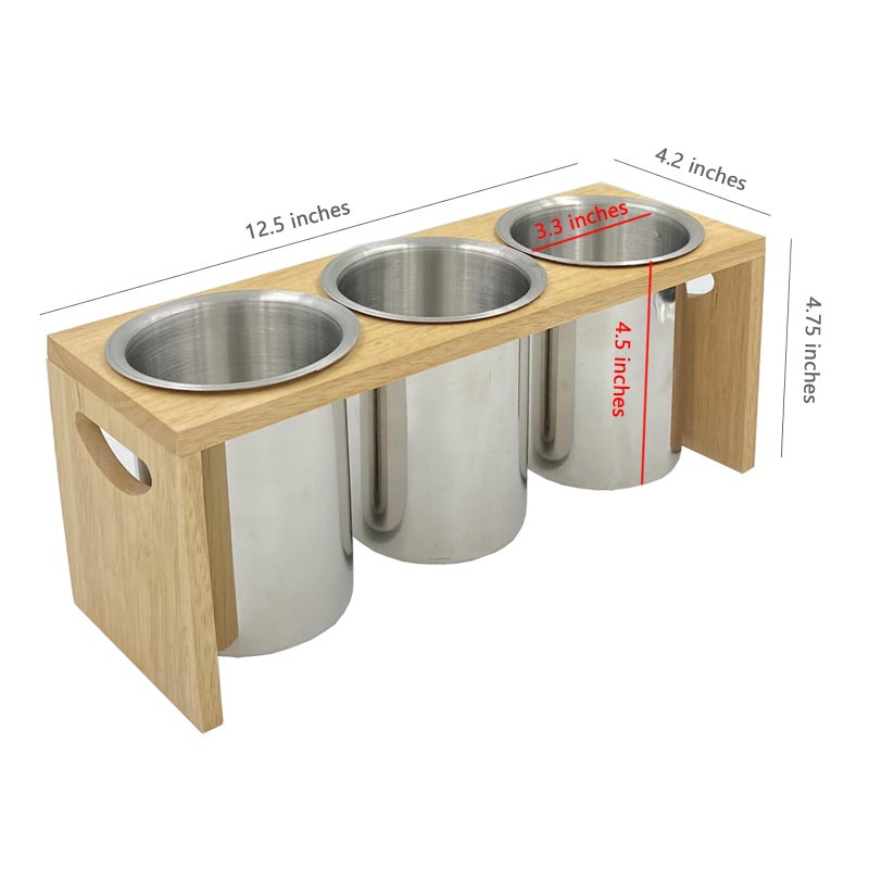 WSKC Flatware Caddy Stainless Steel Cutlery Holder with Wood Base, Containers for Kitchen Use - Image 2